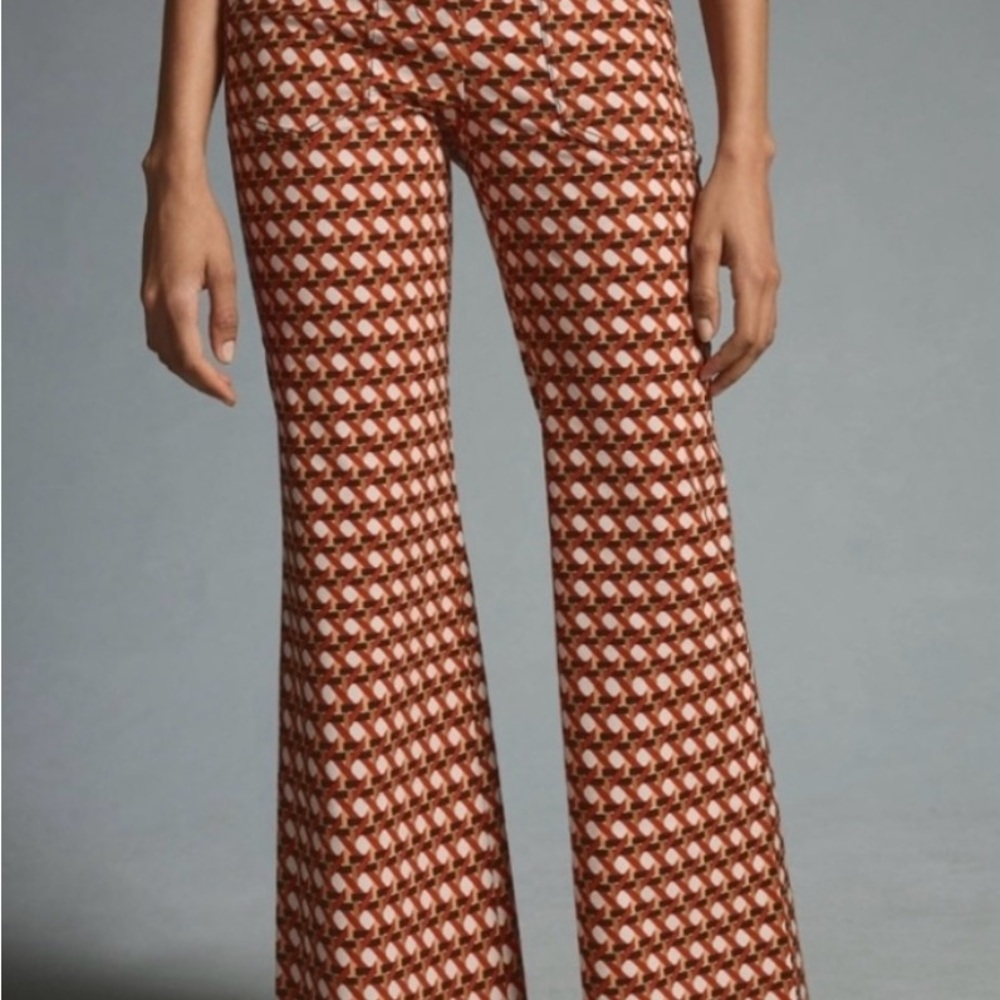Maeve Anthropologie The Naomi High Waisted Geometric Flare Pants